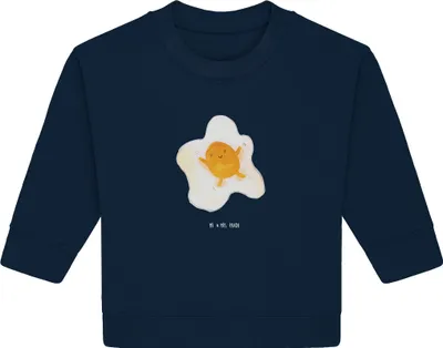 Produktbild von Mr. & Mrs. Panda Organic Baby Pullover Spiegelei Ei 12. - 18. Monat - French Navy - Geschenk, Bullover, Schön, Liebe, Lustige Sprüche, Glücklich, Tag
