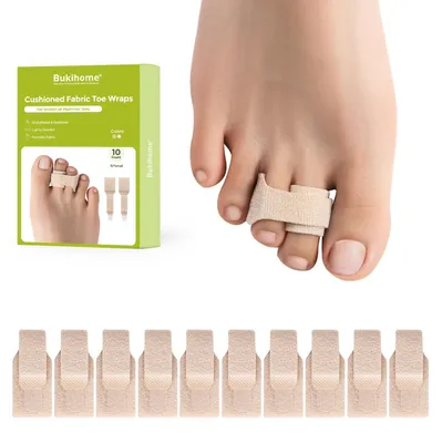 Produktbild von Hammerzehen Spreizer 10 Stück - Zehenkorrektor - Verstellbare Zehenleisten - Krumme Zehen - Beige - Atmungsaktives Material - Zehenkorrektoren
