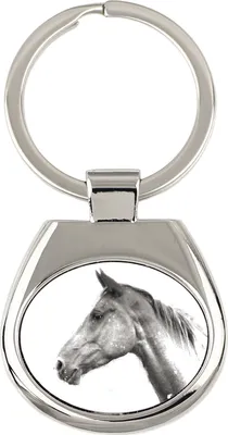 Productafbeelding van Akhal-Teke sleutelhanger met een foto van een paard Art-Dog