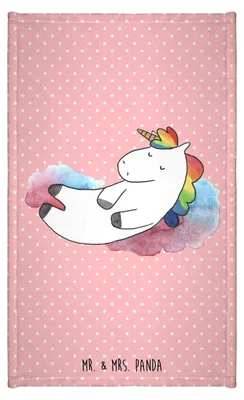 Produktbild von Mr. & Mrs. Panda Handtuch Einhorn Wolke 7 - Rot Pastell - Geschenk, Lustig, baumwolle, Gästehandtuch Bunt, Klein, Gästetuch, Verliebt, Unicorn, Einhörner