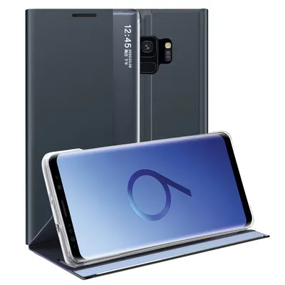 Obrázek produktu pro Galaxy S9 Pouzdro, Slim Flip Kožené Pouzdro s Okénkem a Stojánkem pro Samsung Galaxy S9 Námořnická modrá