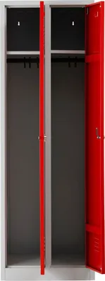 Produktbild von Gürkan Spind lichtgrau, feuerrot 103494, 2 Schließfächer 60,0 x 50,0 x 180,0 cm