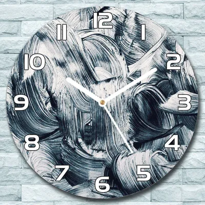 Produktbild von Wanduhr aus Glas Rund fi 30 Pinselstriche Quarz Deko Schlafzimmer Büro