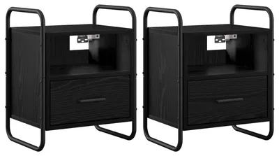 Productafbeelding van Hangend nachtkastje 2 st Zwart eiken 40 x 30 x 50 cm