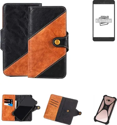 Produktbild von K-S-Trade Handyhülle Schutzhülle Bookstyle Case Wallet-Case kompatibel mit Oukitel Y5000 Handy Cover Bumper Klapphülle schwarz hellbraun 1x