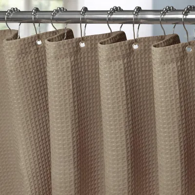 Produktbild von Duschvorhang Waffelstoff Khaki 182 x 244 cm mit Metallringen