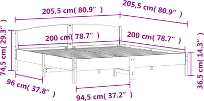 Produktbild von vidaXL Massivholzbett ohne Matratze Wachsbraun 200x200 Kiefernholz
