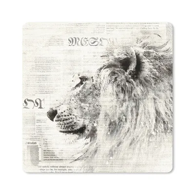 Produktbild von MuchoWow® Mauspad Mousepad Löwe - Zeitung - Schwarz - Weiß 30x30 cm - Mousepads - Maus Mat - Pad - Mausunterlage - Gaming