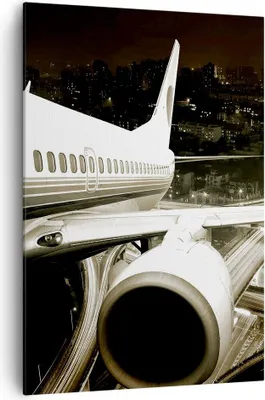 Produktbild von Bild auf Leinwand - Leinwandbild - Einteilig - Flugzeug Straßen Stadt - 70x100cm - Wand Bild - Wanddeko - Wandbilder - Leinwanddruck - Wanddekoration - Leinwand bilder - Wandbild - PA70x100-0180
