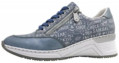 Produktbild von Rieker Damen Sneaker Metallic Reißverschluss Keilabsatz N4316, Größe:41 EU, Farbe:Blau