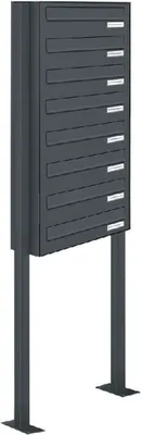 Produktbild von 8er Standbriefkasten Freistehend Durchwurfanlage RAL 7016 Anthrazit
