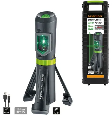 Image de Laserliner SuperCross-Laser Pocket – laser à lignes croisées vert avec trépied