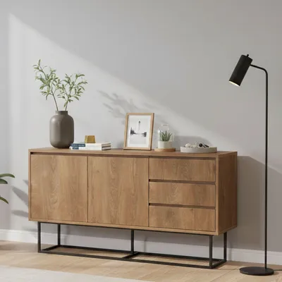 Immagine prodotto di Dmora Consolle Kuwait 36x140x72h cm Nero, 4 Vani un Ripiano