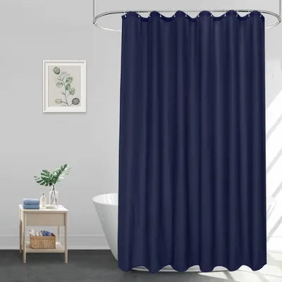Produktbild von Duschvorhang 180x180 cm Dunkelblau Textil Wasserdicht Waschbar mit 12 Ringen