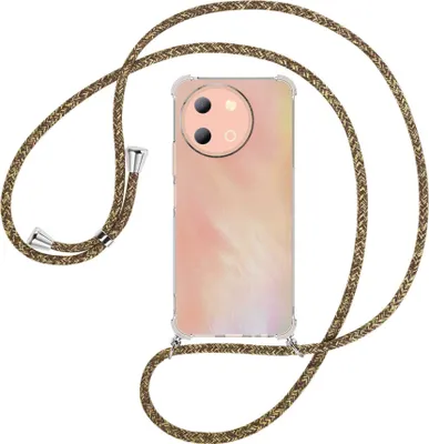 Produktbild von Handykette Backcover-Schutzhülle mit Band (Metall silberfarben) für vivo Y38 5G - braun+beige