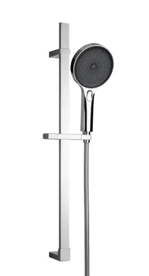 Produktbild von WENKO Brauseset Softwater, Duschstange aus Edelstahl in eckigem Design mit Softwater Duschkopf für mikrofeines Wasser und passendem Duschschlauch, für Durchlauferhitzer geeignet, Chrom
