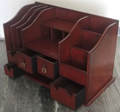 Zdjęcie produktu dla Casa Padrino skórzany organizer na biurko koniakowy brąz 65 x 32 x h. 37 cm - Luksusowe akcesoria
