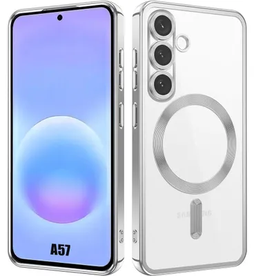 Image de Coque pour Samsung Galaxy A57 5G, Protection Transparente Contour Argenté avec Cercle Magnétique