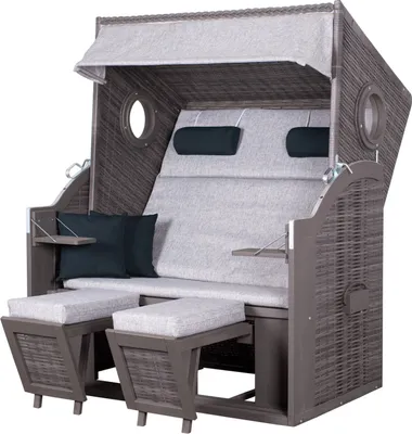 Produktbild von Strandkorb deVries PURE® Wave XL - PE grey - Dessin 390 - inkl. Schutzhülle