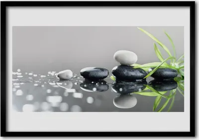 Produktbild von Bild 100x70 MDF-Rahmen Wandkunst Zen Spa Steine ​​Grass