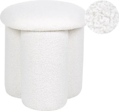 Obrázok produktu pre BELIANI Taburetka krémová biela buklé okrúhla 40 x 40 x 45 cm čalúnený taburet moderná obývacia izba nábytok do spálne