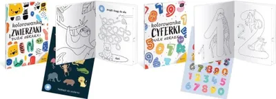 Produktbild von Malbuch im A4-Format (16 Seiten) mit Aufklebern: Zahlen und Tiere