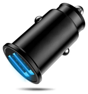 Auto-Lader Dual USB Quick Charge 2.0, 2,4A+1,0A, 3400mA, 12V, Schwarz