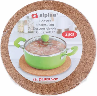 Obrázek produktu pro Korkový podtácek ALPINA, 2 kusy, Ø 18 cm