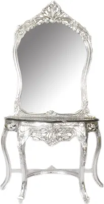 Produktbild von Casa Padrino Barock Spiegelkonsole Silber / Schwarz 95 x 40 x H. 190 cm - Barockstil Schminkkonsole