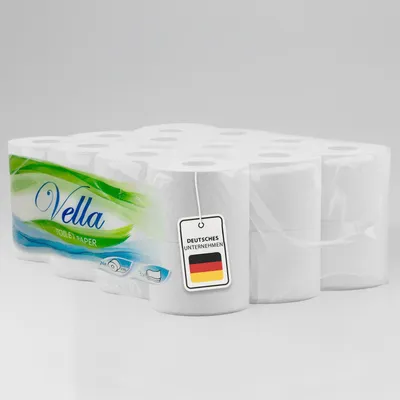 Produktbild von Vella Premium Toilettenpapier 3-lagig, ultraweich, saugstark, hautfreundlich, reißfest & hypoallergen – 24 Rollen, deutsches