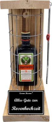 Produktbild von Jägermeister - Alles Gute zur Rosenhochzeit - Eiserne Reserve Gitterkäfig Bier Geschenk zur Rosenhochzeit