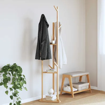 Produktbild von Kleiderständer mit Haken und Ablagen 39x33x166 cm Bambus