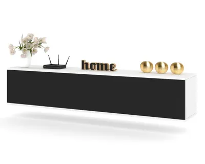 Produktbild von TV-Lowboard Fernsehschrank SIMPLY HÄNGEND Weiß Matt/Schwarz 100cm