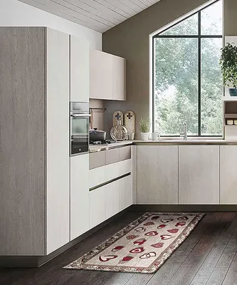 Image de Joli tapis de cuisine rouge, lavable et antidérapant