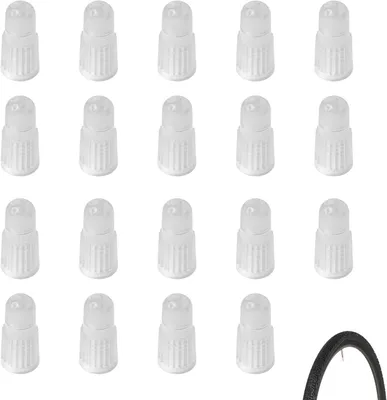Imagen del producto de Tapas para válvulas de bicicleta, tipo francés, 20 unidades, color blanco. Protectores para válvulas de bicicletas