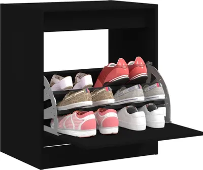Produktbild von Design Schuhschrank Schwarz 60x42x69 cm Holzwerkstoff, Schuhregale 2024