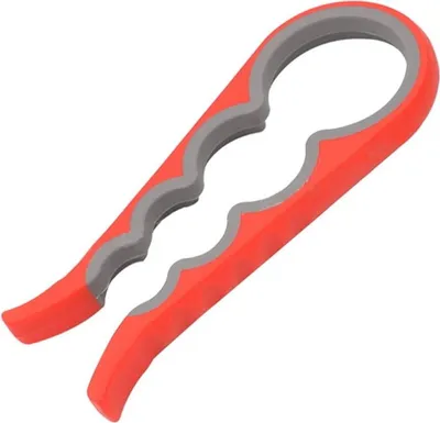 Image de Jumada's – Ouvre-boîte pratique 4 en 1 – Pour couvercles, bocaux et bouteilles – Aide pour les rhumatisants – Rouge/gris