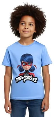 Produktbild von Spreadshirt Miraculous Ladybug Mit Logo Kinder T-Shirt, 98/104 (3-4 Jahre), Himmelblau