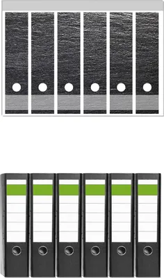 Produktbild von Wallario 6 Stück breite Ordner inkl. Klebeetiketten mit Motive Muster schwarz-weiße Steintafel Optik -  Set mit Rückenschildern / Ordnerrücken Stickern