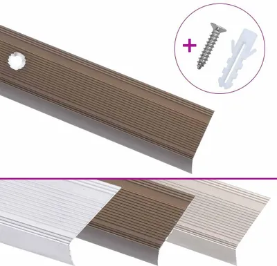 Zdjęcie produktu dla vidaXL Profil schodowy w kształcie litery L 15 szt. Aluminium 90 cm Brązowy