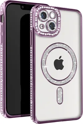 Produktbild von Avizar, Diamant-Hülle für iPhone 14 – MagSafe-Schutz mit Strass-Rand, Violett