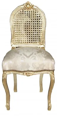 Produktbild von Casa Padrino Barock Damen Stuhl Gold Muster / Gold - Schminkstuhl