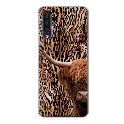 Produktbild von MuchoWow® Handyhülle Schutzhülle Hülle für Samsung Galaxy A50 Schottischer Highlander - Kuh - Pantherdruck Silikon Softcase Handy Hülle - Mobiltelefonhülle