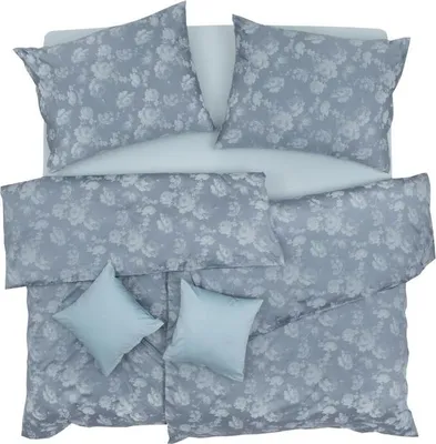 Obrázek produktu pro SCANquilt povlečení SATÉN DESIGN růže šedomodrá 100% dlouhovlákná česaná bavlna 140 x 200/70 x 90 cm