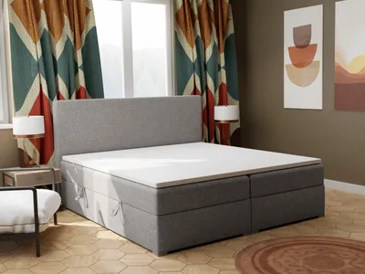 Produktbild von FEDVE Boxspringbett Schlafzimmerbett KOLORADO mit 2 Bettkästen, Doppelbett mit Bonell-Matratze und Topper 160x200