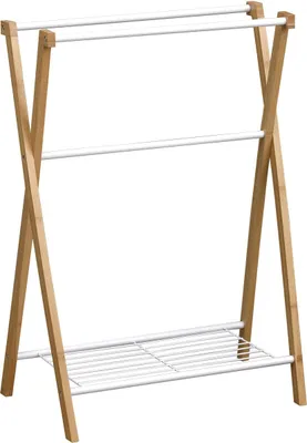 Produktbild von Tendance Handtuchhalter weiß braun Bambus Metall 37x60,5x86 cm