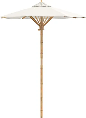 Image de Parasol de jardin vidaXL, blanc crème, Ø 150 x 210 cm, en bambou
