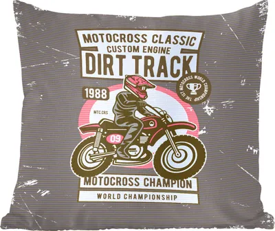 Produktbild von MuchoWow® Zierkissen Sofakissen Wohnzimmer Dekokissen 40x40 cm Motorrad - Vintage - Zeichnung - Grau - Foto Kissen - Schlafzimmer Dekoration