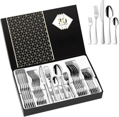 Produktbild von Famanu Besteckset 30-teilig - Spiegelpoliertes Edelstahl, Spülmaschinenfest