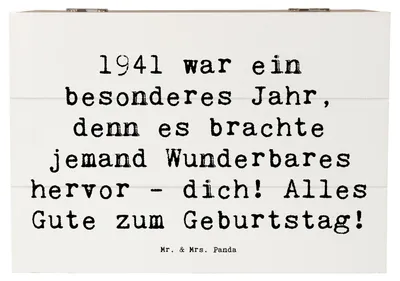 Produktbild von Mr. & Mrs. Panda Box Spruch 1941 Geburtstag 22 x 15 cm - Weiß - Geschenk, Aufbewahrungstruhe, besondere Geschenke, Jahrgang, Happy Birthday, Truhe, Jubiläumstag, fotobox